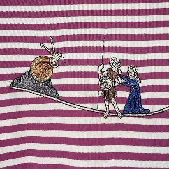 HANNA Andersson Women’s Size Small Striped Pajama Top Purple White Snail Knight - Picture 3 of 5